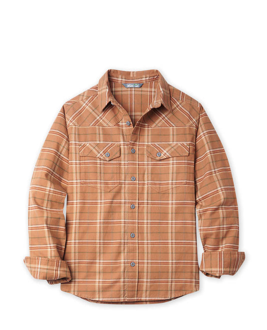 Stio Mens Junction Midweight Flannel Shirt in Chipmunk Plaid