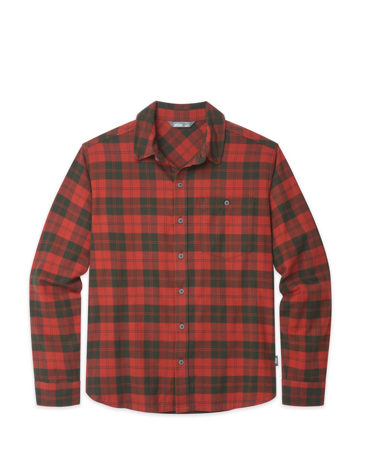 Stio Mens Miter Stretch Lightweight Flannel Shirt in Redrock Check