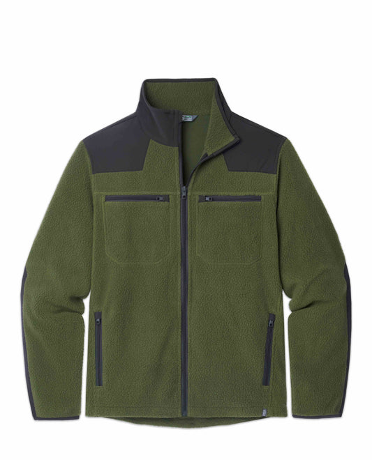 Stio Mens Rawlins Fleece Jacket in Pine Forest Boundary Black