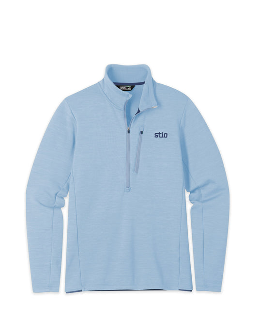 Stio Mens Glide Power Stretch Half Zip in Blue Heron Heather