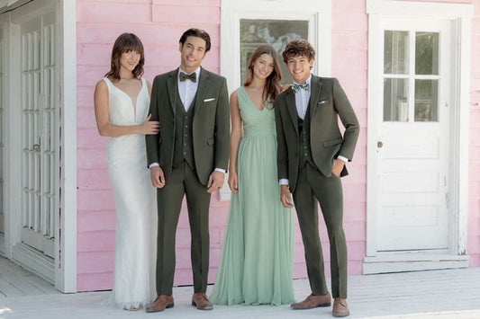Larr Brio Metro 5 Button Suit Vest in OD Green