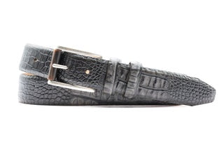 Martin Dingman Hadley Hornback Alligator Grain Italian Leather Belt - Ash Grey