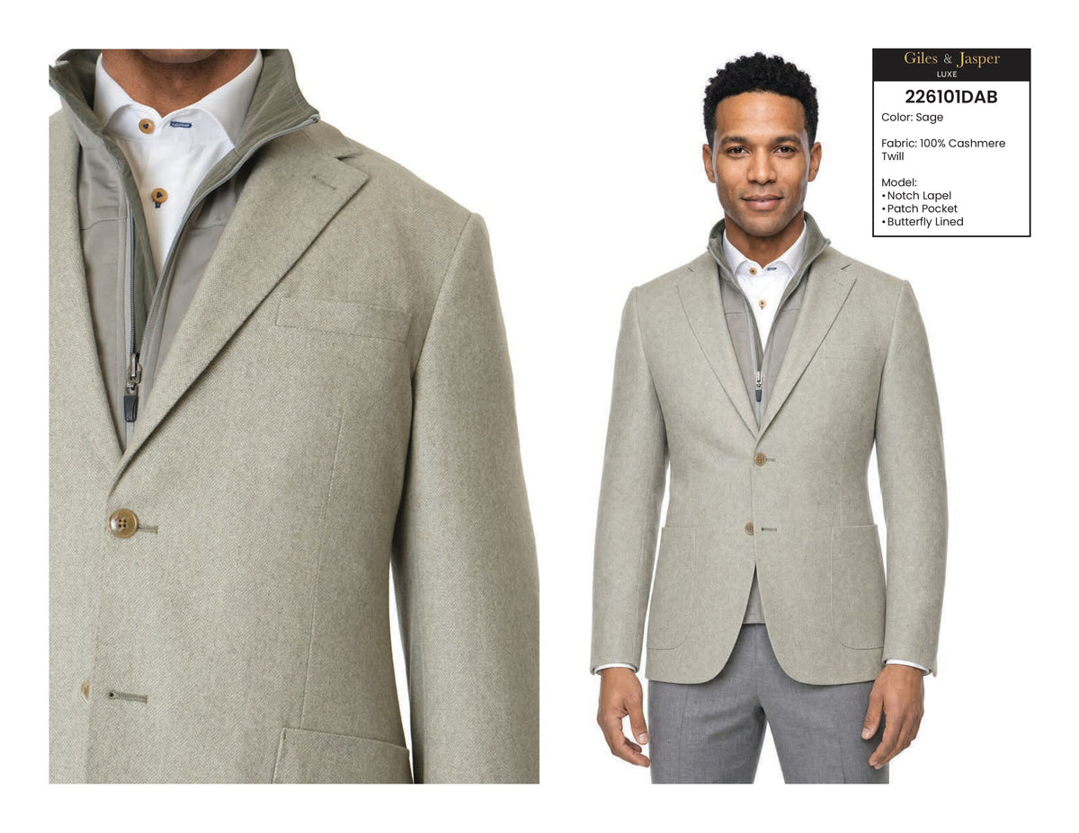 Giles and Jasper Wool Sportcoat in Sage Barleycorn
