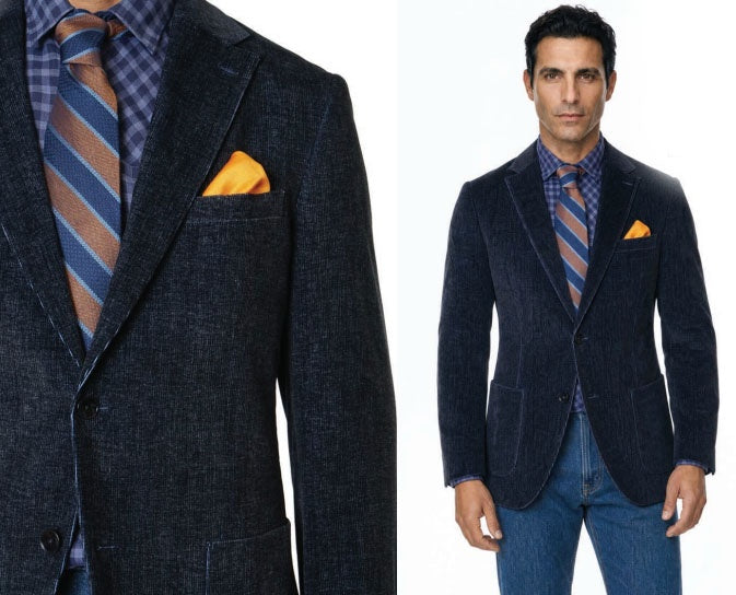 Giles and Jasper Frosted Cord Sportcoat in Blue