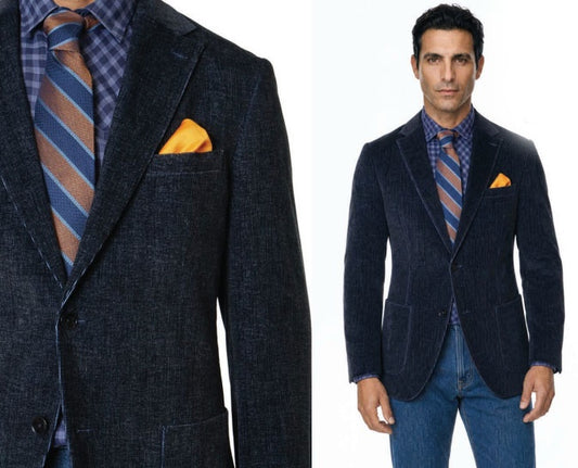 Giles and Jasper Frosted Cord Sportcoat in Blue