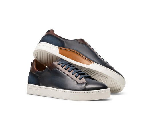 Magnanni Amadeo Lop Top Leather Sneaker in Navy/Brown