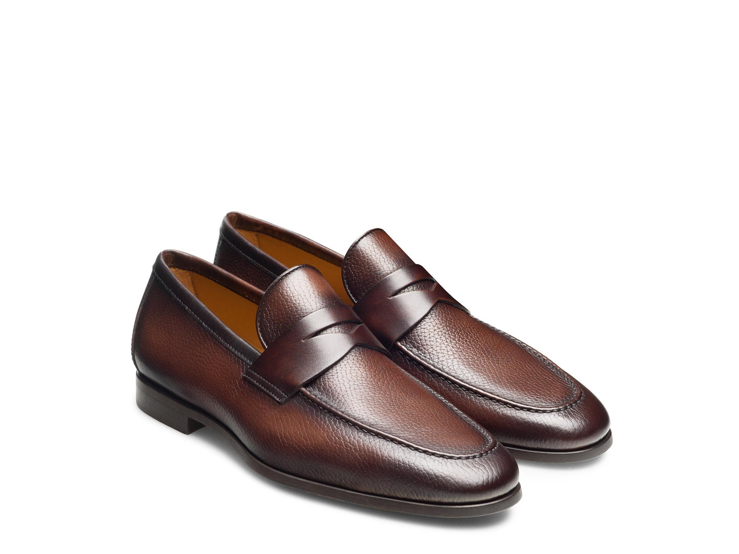 Magnanni Diezma II Tumbled Leather Penny Loafer in Brown