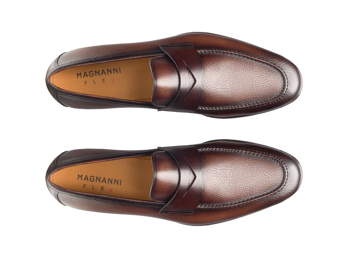 Magnanni Diezma II Tumbled Leather Penny Loafer in Brown