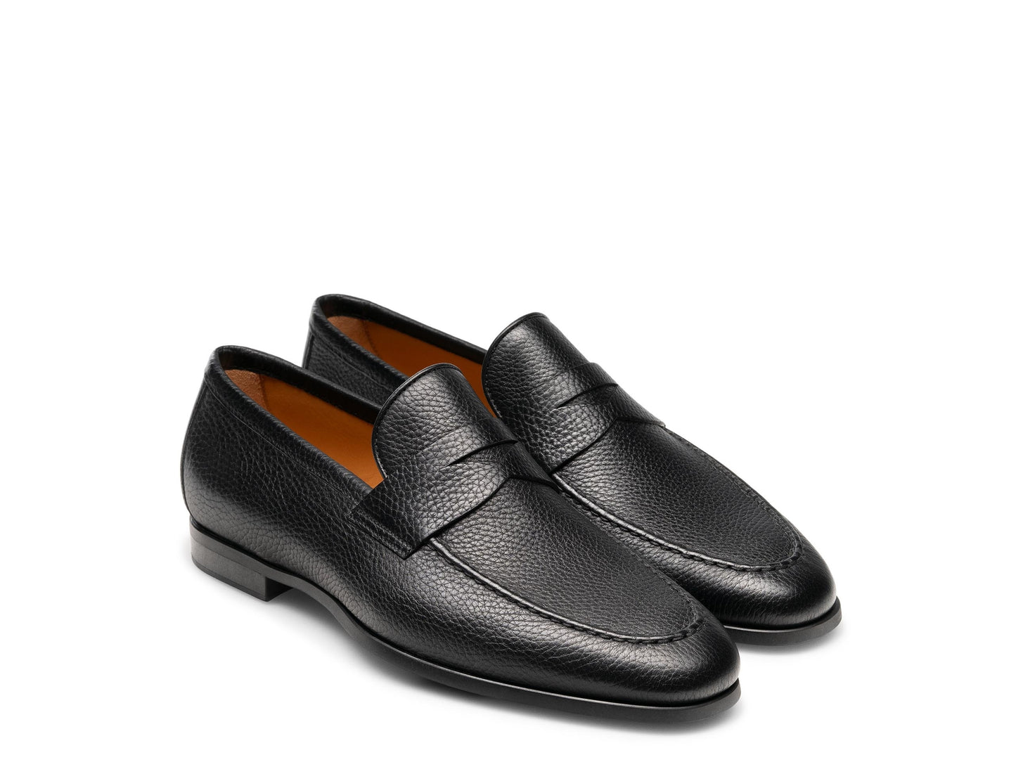 Magnanni Diezma II Tumbled Leather Penny Loafer in Black