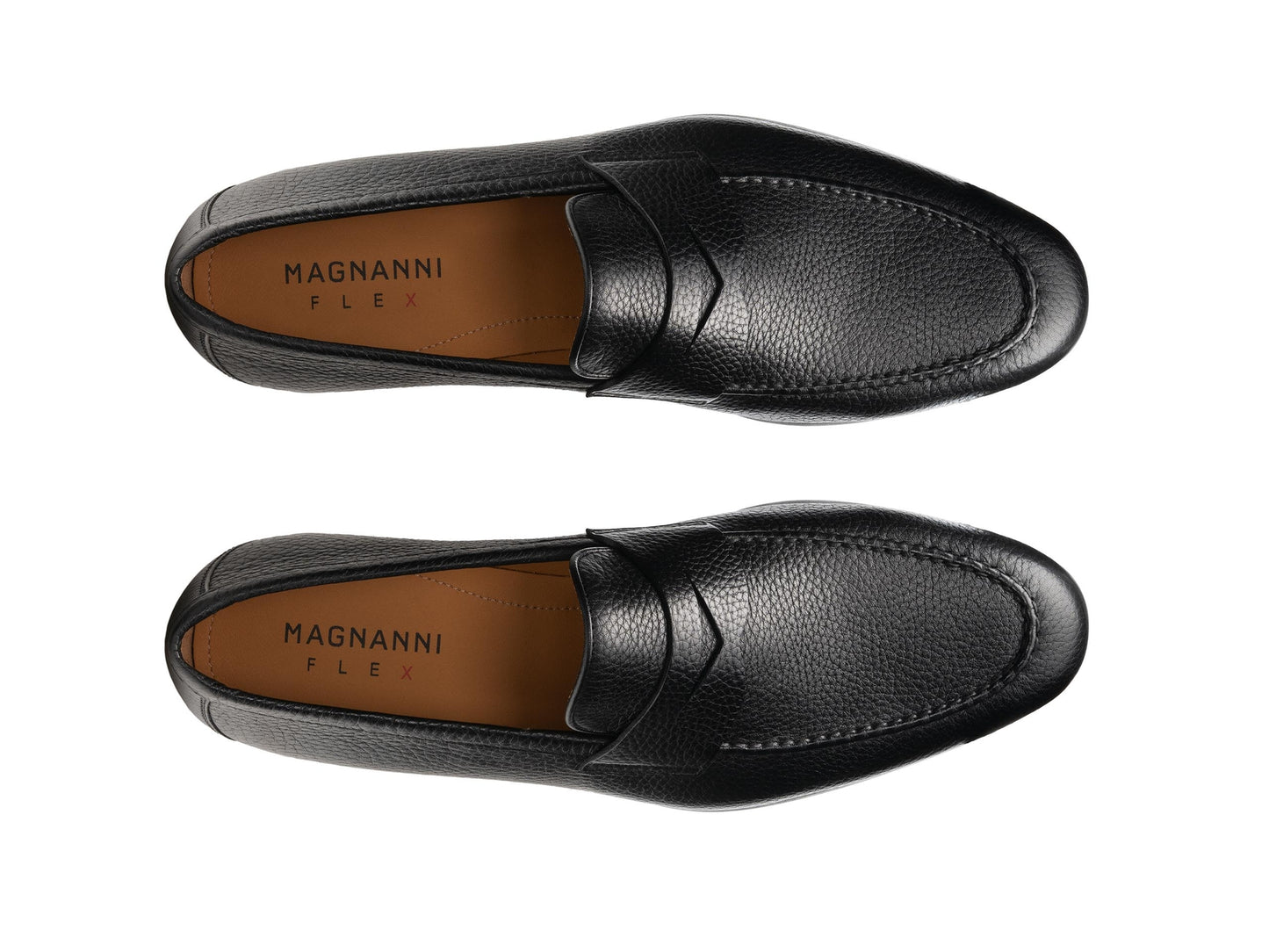 Magnanni Diezma II Tumbled Leather Penny Loafer in Black