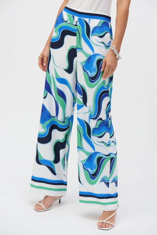 Womens Joseph Ribkoff High-Waisted Abstract Pant in Vanilla/Multi