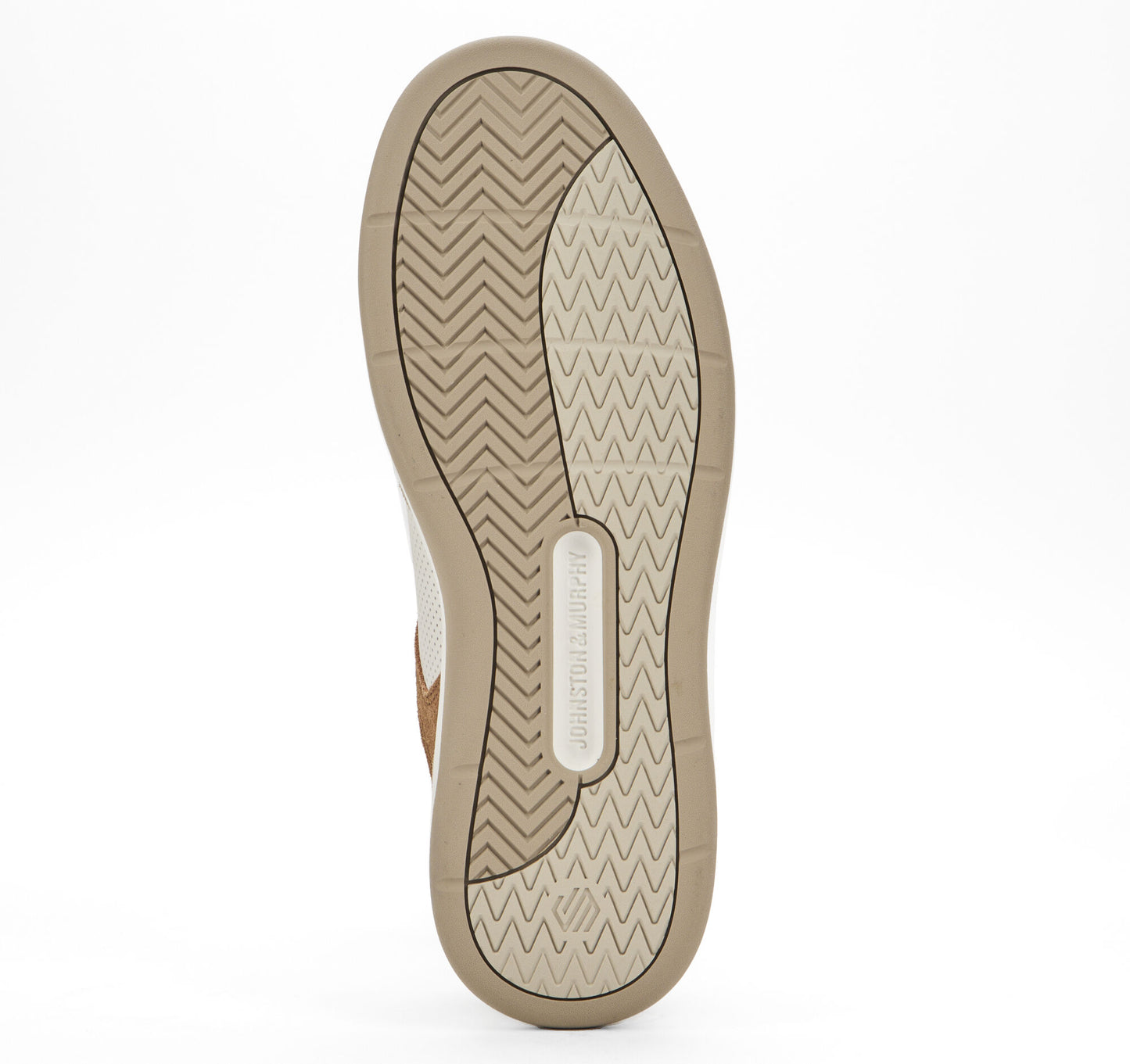 Johnston & Murphy Dawson Moc Toe U-Throat in White Full Grain Leather/Taupe Suede