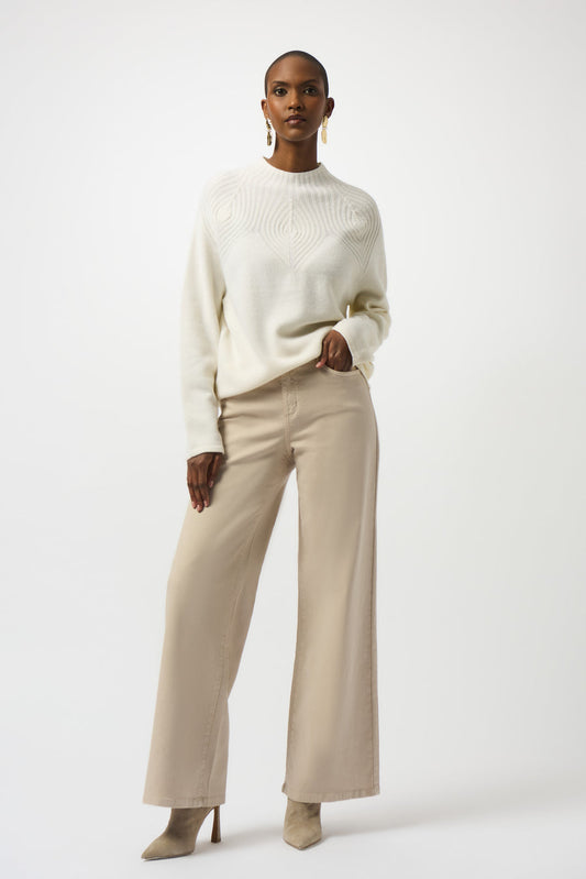Womens Joseph Ribkoff Mock Neck Casual Pullover in Winter White