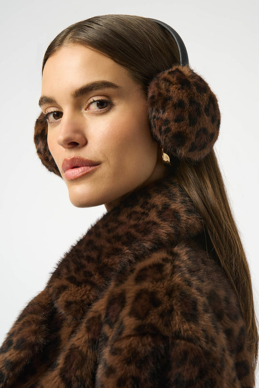 Womens Joseph Ribkoff Faux Fir Padded Headband in Beige/Black