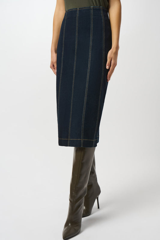 Womens Joseph Ribkoff Stitch Detail Denim Skirt in Indigo