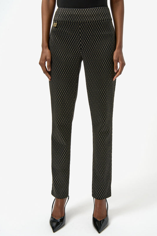 Womens Joseph Ribkoff Slim Formal Geometric Pant in Black/Gold