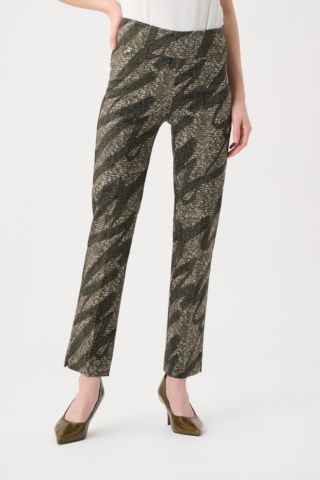 Womens Joseph Ribkoff Slim Full Length Patterned Pant in Avocado