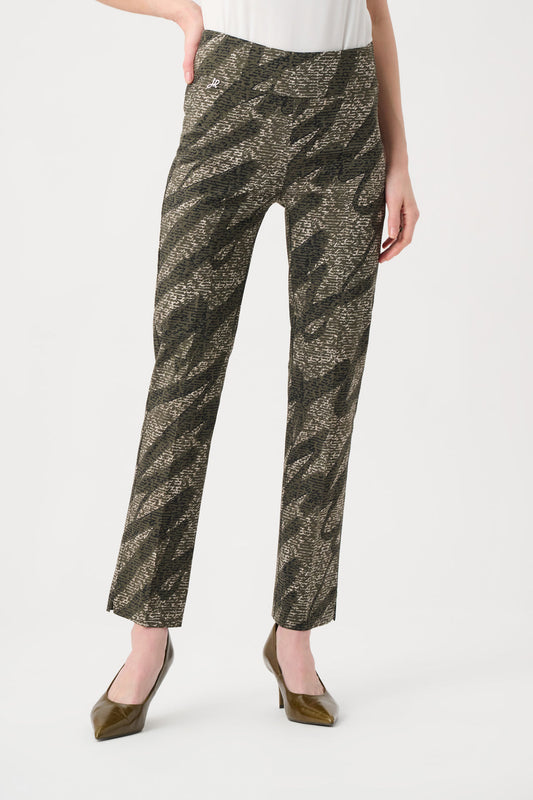 Womens Joseph Ribkoff Slim Full Length Patterned Pant in Avocado