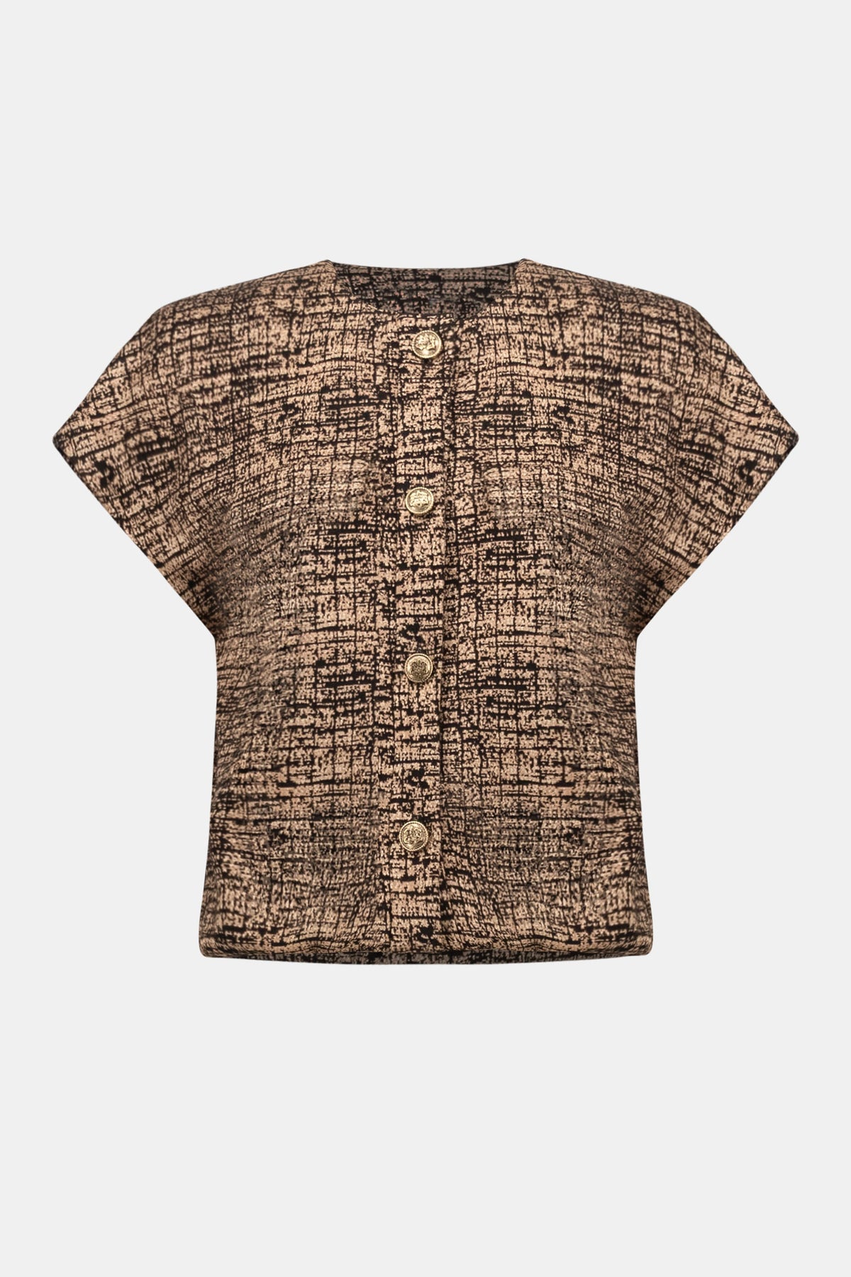 Womens Joseph Ribkoff Abstract Bomber Knit Vest in Black/Beige