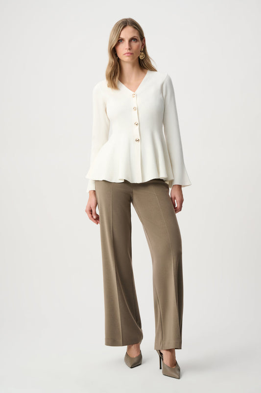 Womens Joseph Ribkoff V-Neck Peplum Cardigan in White