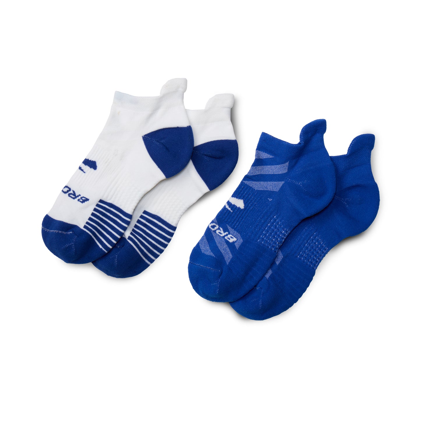 Brooks Mens 2-Pack Ghost Lite No-Show Socks in Neo Blue & White/Neo Blue