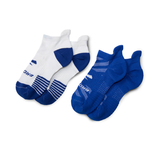 Brooks Mens 2-Pack Ghost Lite No-Show Socks in Neo Blue & White/Neo Blue