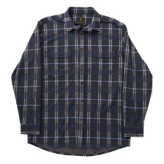 F/X Fusion Stretch Plaid Brushed Flannel Shirt in Navy/Brown