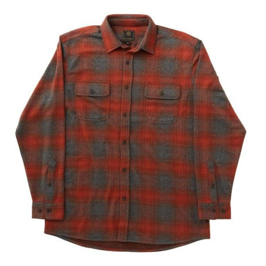 F/X Fusion Stretch Plaid Brushed Flannel Shirt in Brick/Taupe