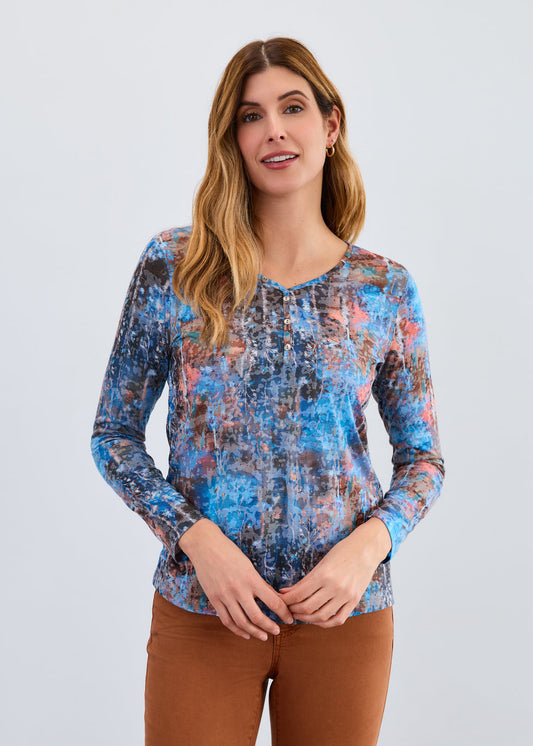 Womens FDJ Long Sleeve V-Neck Top in White Chapel
