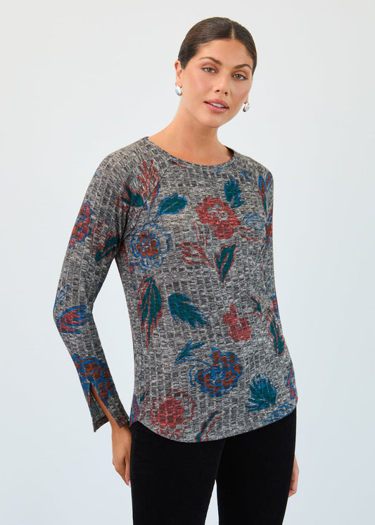 Womens FDJ Long Sleeve Ribbed Top in Multi