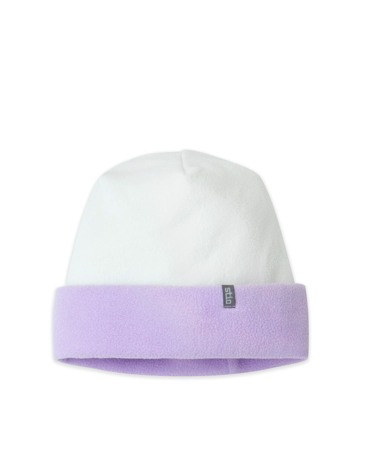 Womens Stio Turpin Fleece Cuff Beanie in Mountain Goat/Violet
