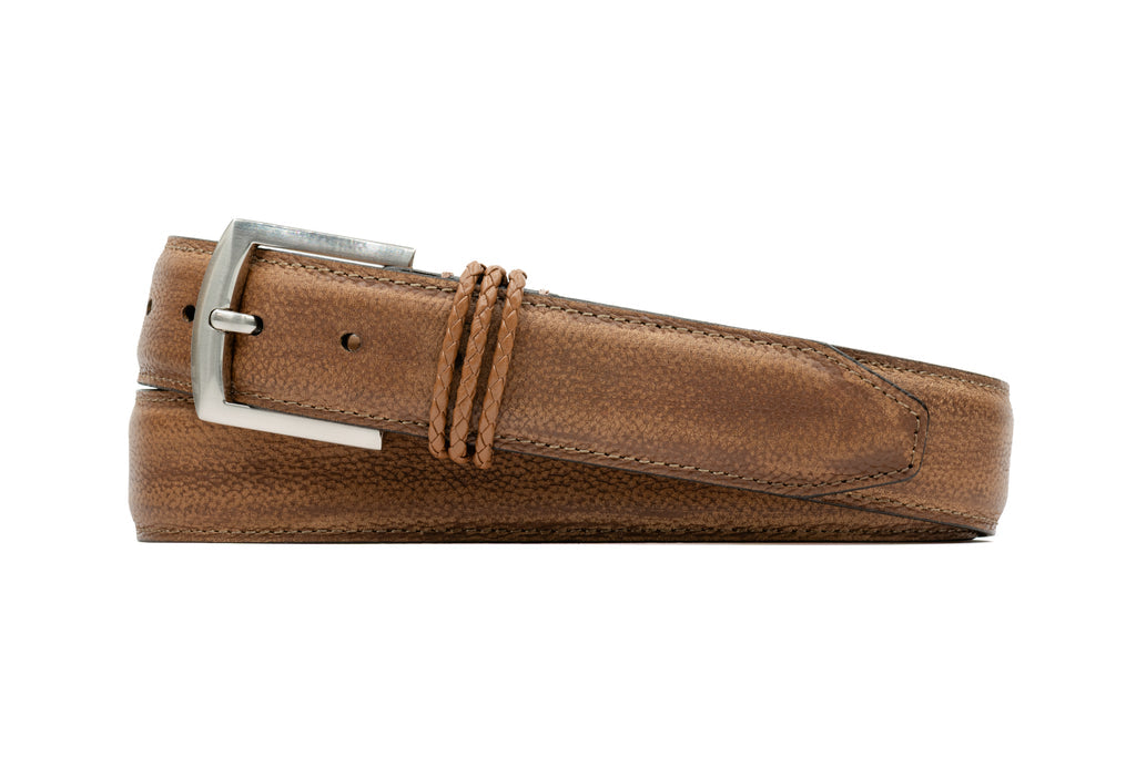 Martin Dingman Bermuda Braid Pebble Grain Belt in Old Saddle