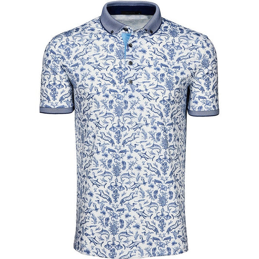 Greyson Coral Curiosities Polo in Arctic