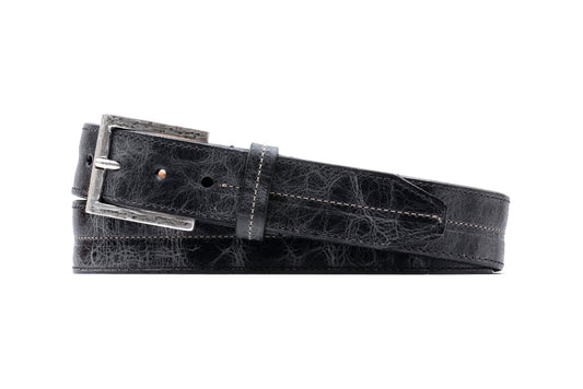 Martin Dingman Austin Italian Saddle Leather Belt in Charcoal