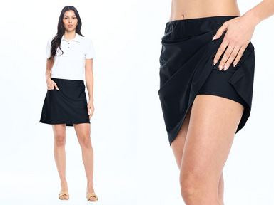 Womens Aryeh Side Slit Skort in Black