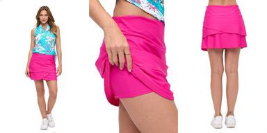 Womens Aryeh Kerry Layered Skort in Hot Pink