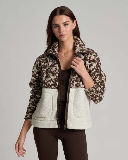 Womens Kuhl Cloudline Fleece Jacket in Coffee Print