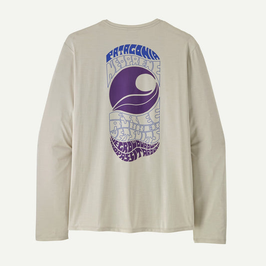 Patagonia Mens Long Sleeve Cap Cool Daily Shirt in Pass it Around: Dyno White