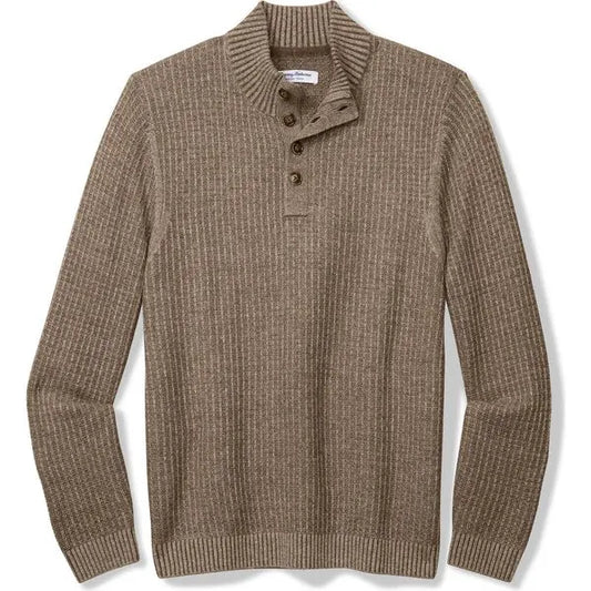 Tommy Bahama Autumn Pier Button Neck Sweater in Auberage