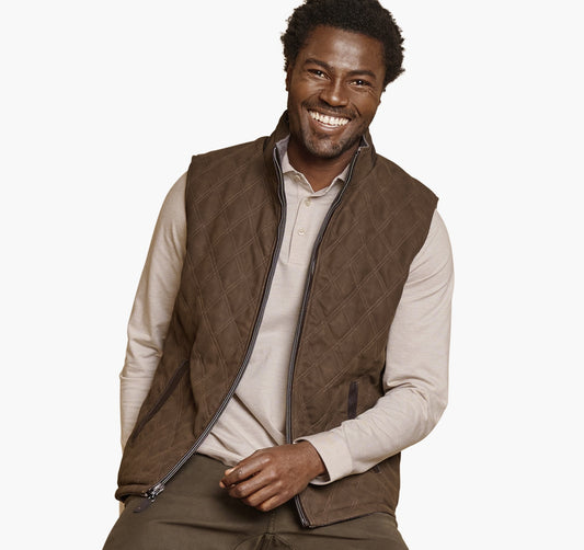Johnston & Murphy Upton Reversible Vest in Light Brown/Brown Plaid