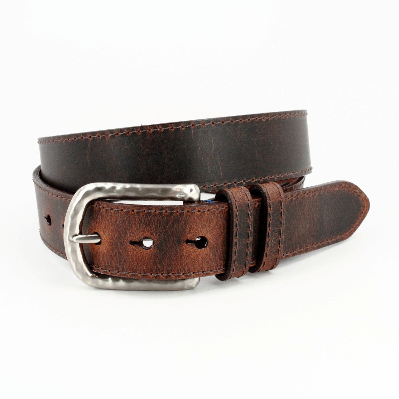 Torino Leather Distressed Waxed Harness Leather Belt in Brown