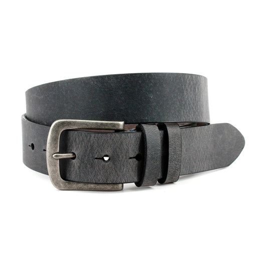 Torino Leather Distressed Waxed Harness Leather Belt in Charcoal