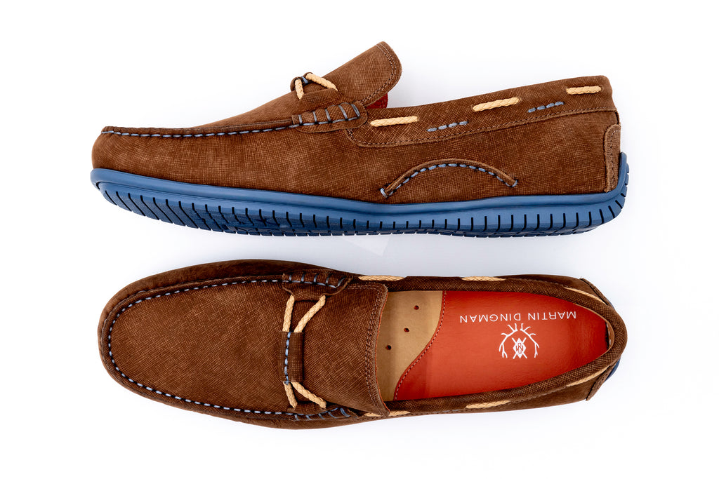 Martin Dingman Bermuda Nubuck Braided Bit Loafer in Bark