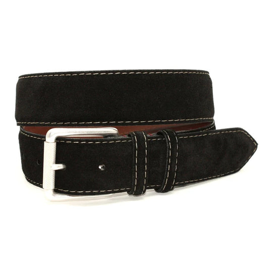 Torino Belts European Sueded Calfskin Belt in Black