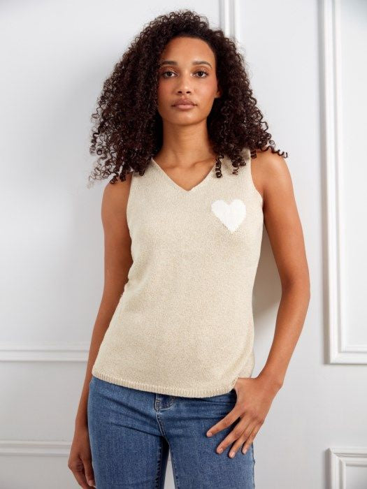 Womens Charlie B Sleeveless Sweater Cami in Gold