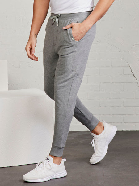 TASC Mens Stadium French Terry Jogger in Heather Grey