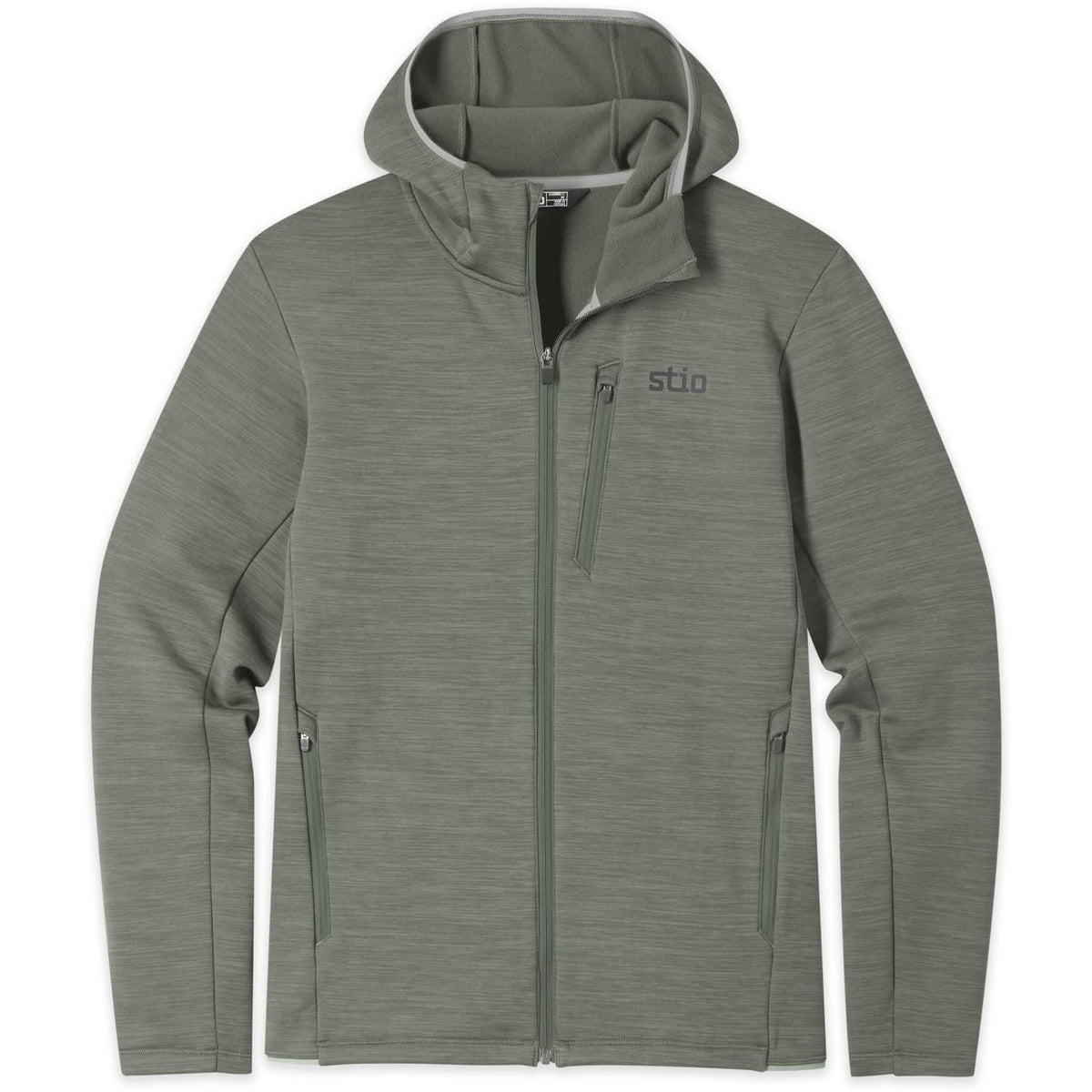 Stio Mens Glide Power Stretch Full Zip Hoodie in Canyon Rock Heather