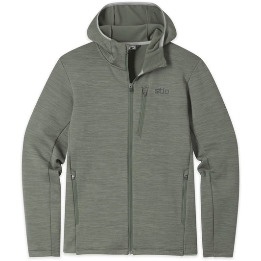 Stio Mens Glide Power Stretch Full Zip Hoodie in Canyon Rock Heather