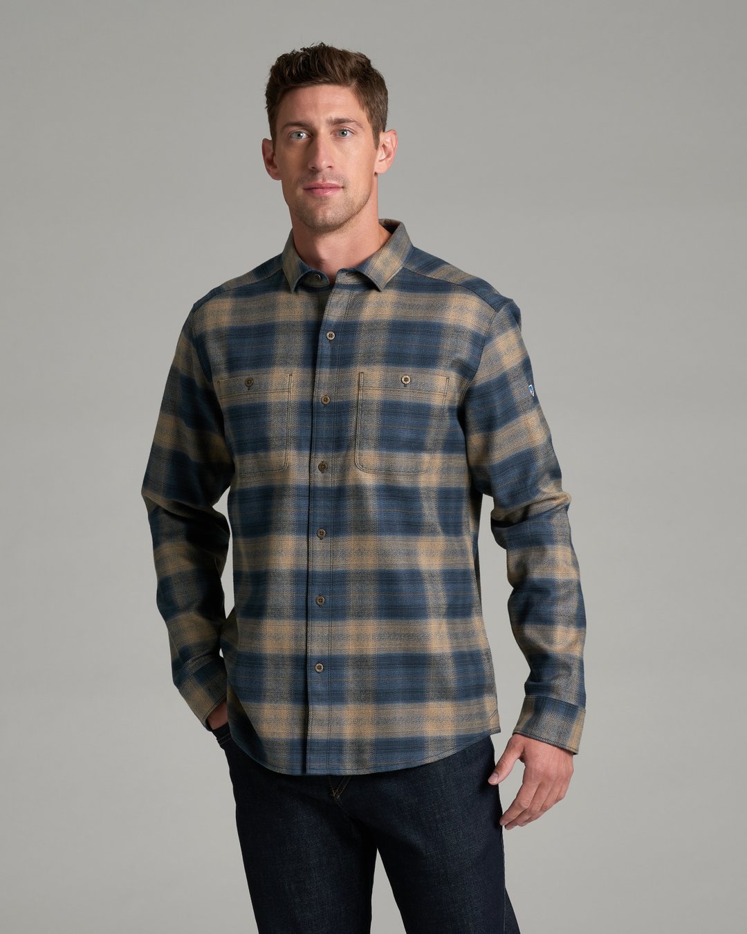 Kuhl Mens The Law LS Flannel Shirt in Ocean Driftwood