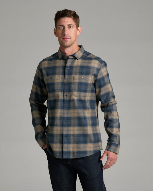 Kuhl Mens The Law LS Flannel Shirt in Ocean Driftwood